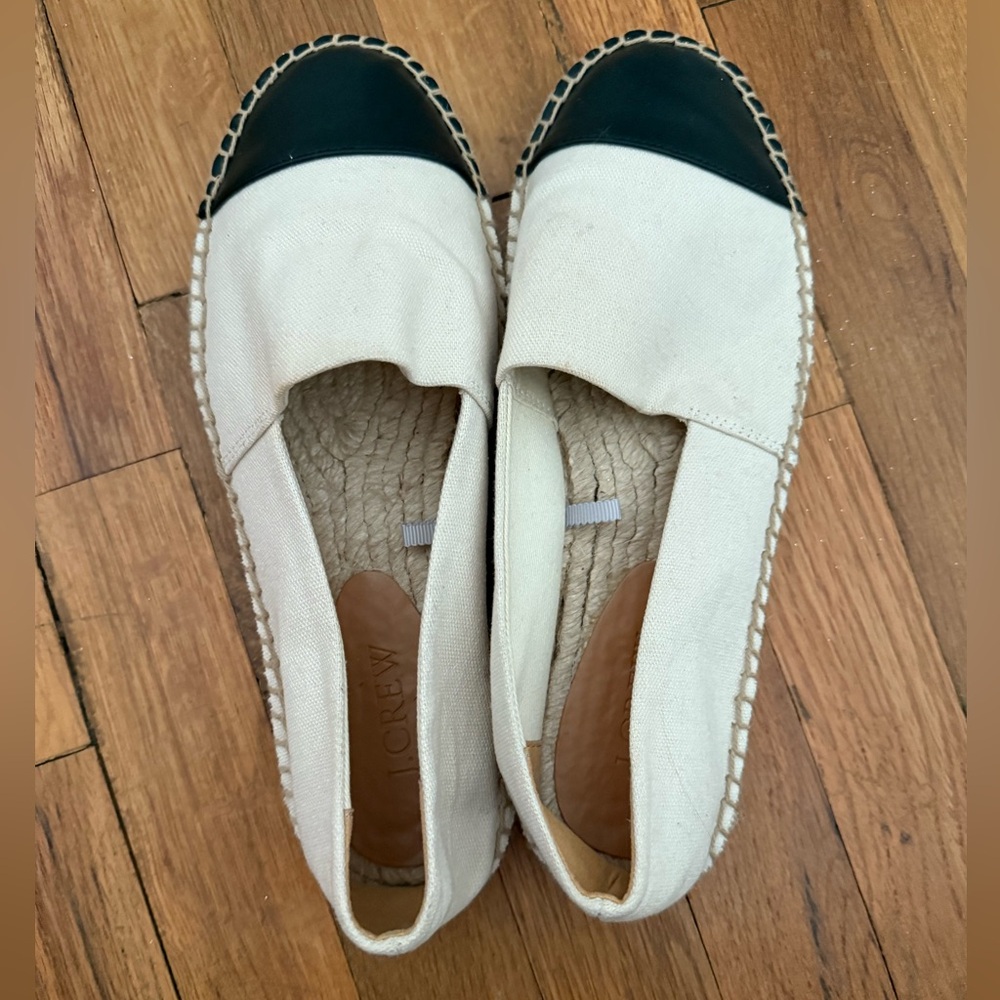 J Crew Black and Tan Espadrilles size 7